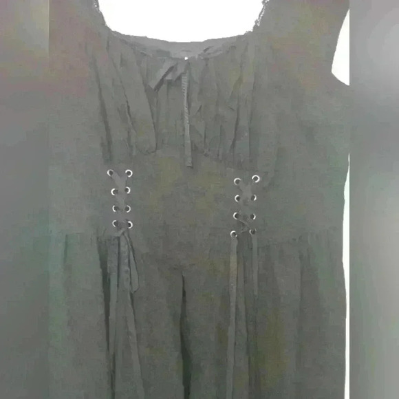 Torrid Black Laceup Dress Corset Babydoll Tulle Goth Steampunk Victorian - Picture 12 of 15
